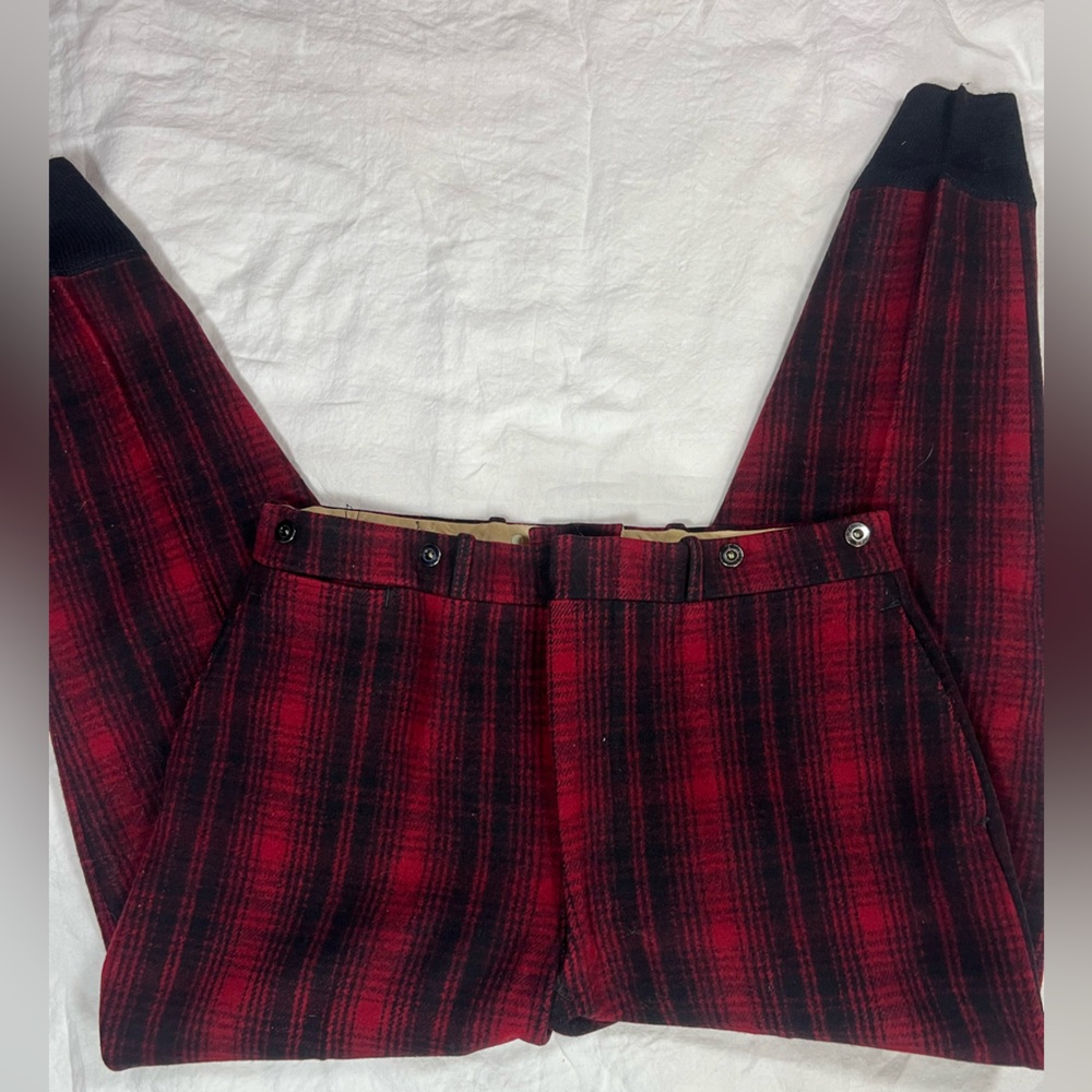 Vintage Woolrich Red & Black Plaid Wool Pants | Hunting / Workwear | USA Made - Picture 3 of 6